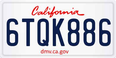 CA license plate 6TQK886