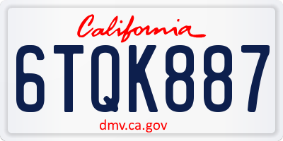 CA license plate 6TQK887