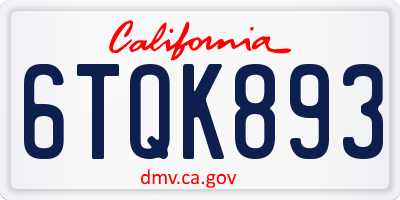 CA license plate 6TQK893