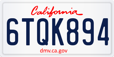 CA license plate 6TQK894