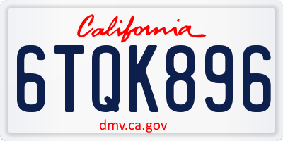 CA license plate 6TQK896