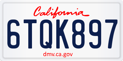 CA license plate 6TQK897