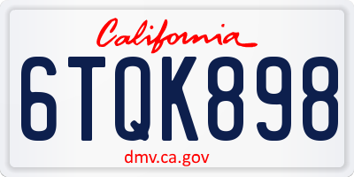 CA license plate 6TQK898