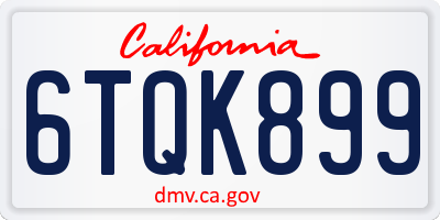 CA license plate 6TQK899