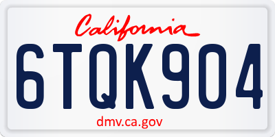 CA license plate 6TQK904