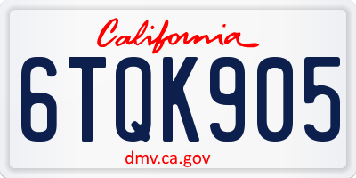 CA license plate 6TQK905