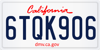 CA license plate 6TQK906