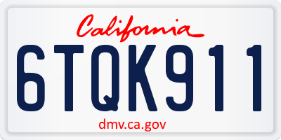 CA license plate 6TQK911