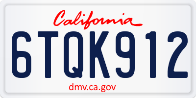 CA license plate 6TQK912