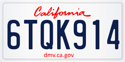 CA license plate 6TQK914