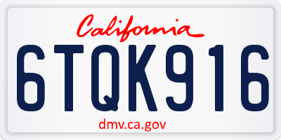 CA license plate 6TQK916