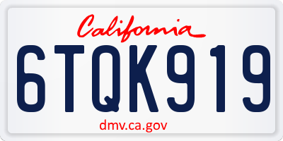 CA license plate 6TQK919