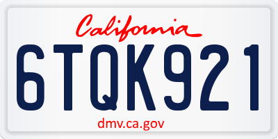 CA license plate 6TQK921