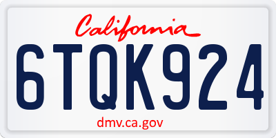 CA license plate 6TQK924