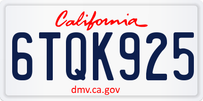 CA license plate 6TQK925