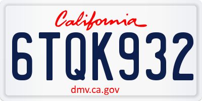 CA license plate 6TQK932