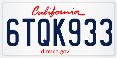 CA license plate 6TQK933