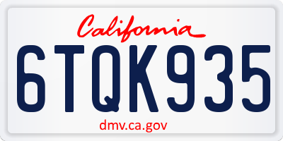 CA license plate 6TQK935