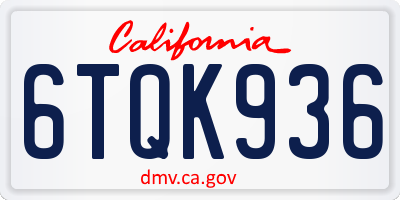 CA license plate 6TQK936