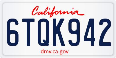 CA license plate 6TQK942