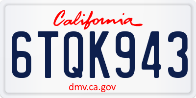 CA license plate 6TQK943