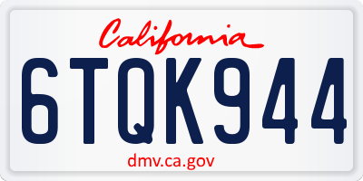 CA license plate 6TQK944