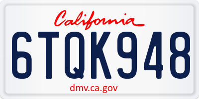 CA license plate 6TQK948