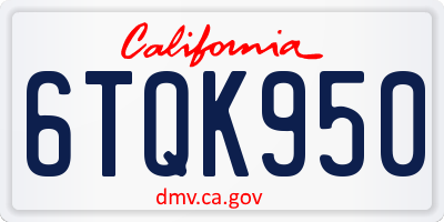 CA license plate 6TQK950