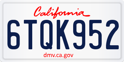 CA license plate 6TQK952