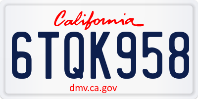 CA license plate 6TQK958