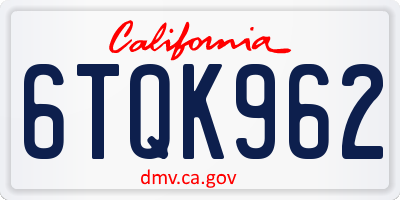 CA license plate 6TQK962