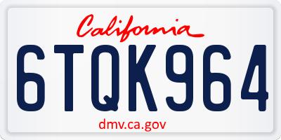 CA license plate 6TQK964