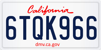 CA license plate 6TQK966