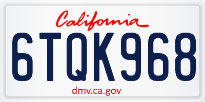 CA license plate 6TQK968