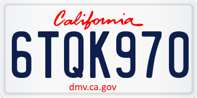 CA license plate 6TQK970