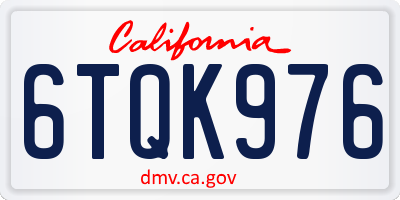 CA license plate 6TQK976