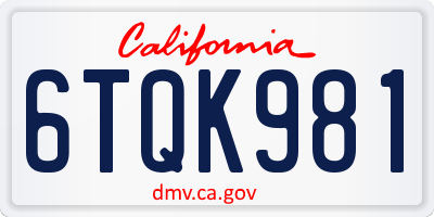 CA license plate 6TQK981