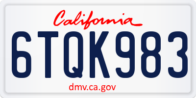 CA license plate 6TQK983