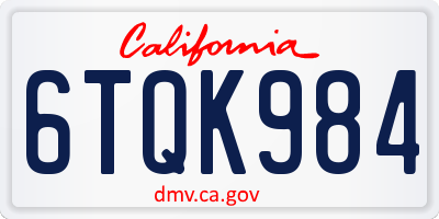 CA license plate 6TQK984