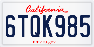 CA license plate 6TQK985