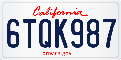 CA license plate 6TQK987