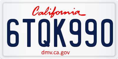 CA license plate 6TQK990