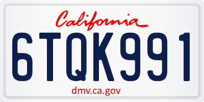 CA license plate 6TQK991