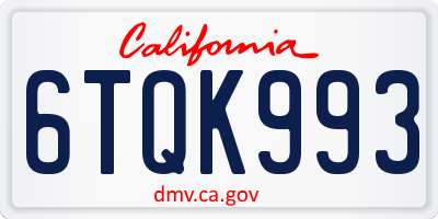 CA license plate 6TQK993