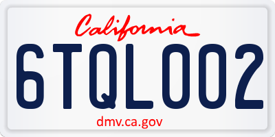 CA license plate 6TQL002