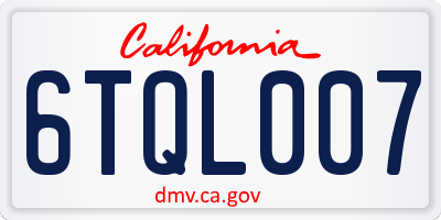 CA license plate 6TQL007