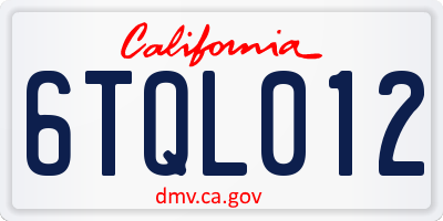 CA license plate 6TQL012