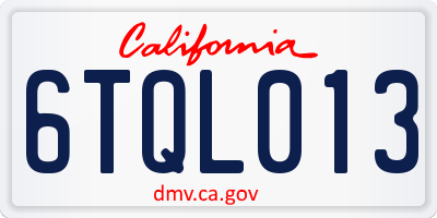 CA license plate 6TQL013