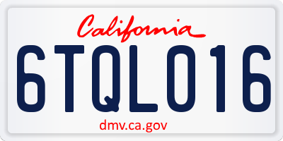 CA license plate 6TQL016