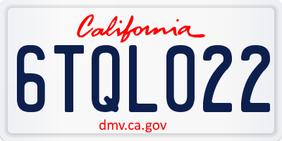 CA license plate 6TQL022